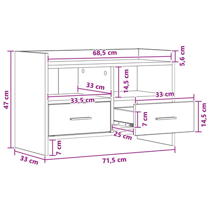 TV Cabinet 71.5 x 33 x 47 cm Old Wood Engineered Wood