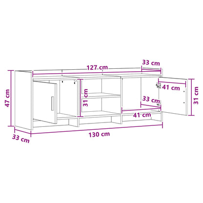 TV Cabinet 130 x 33 x 47 cm Black Oak Engineered Wood