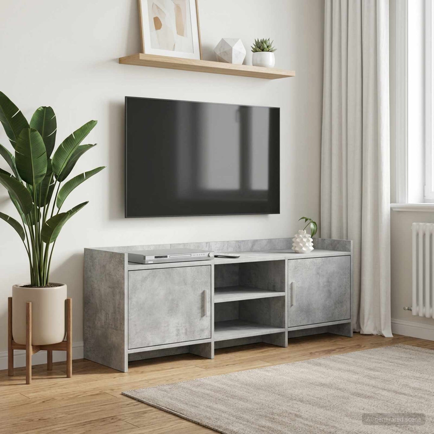 TV Cabinet 130 x 33 x 47 cm Concrete Grey Engineered Wood