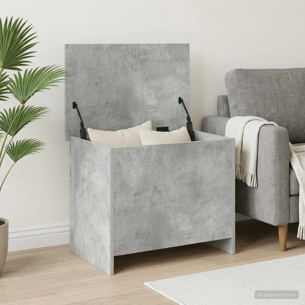 Storage Chest Concrete Grey 60 x 40 x 50 cm Engineered Wood