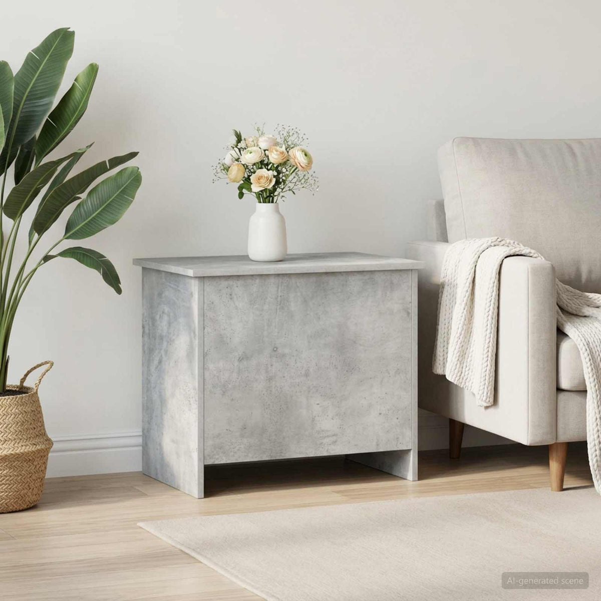 Storage Chest Concrete Grey 60 x 40 x 50 cm Engineered Wood