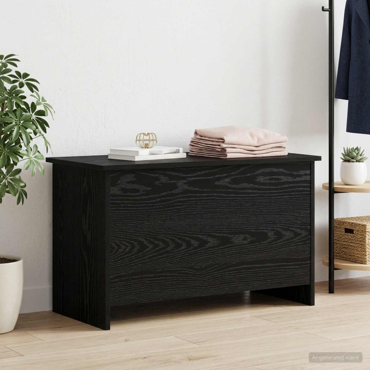 Storage Chest Black Oak 80 x 40 x 50 cm Engineered Wood