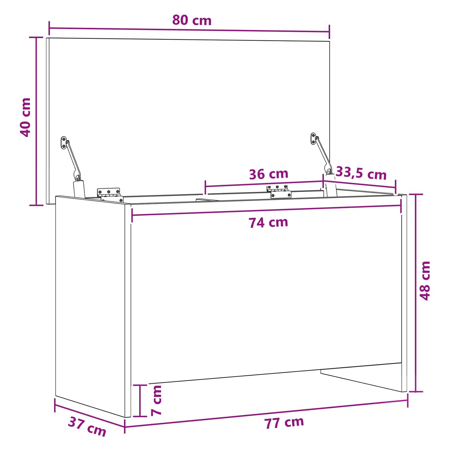 Storage Chest Concrete Grey 80 x 40 x 50 cm Engineered Wood