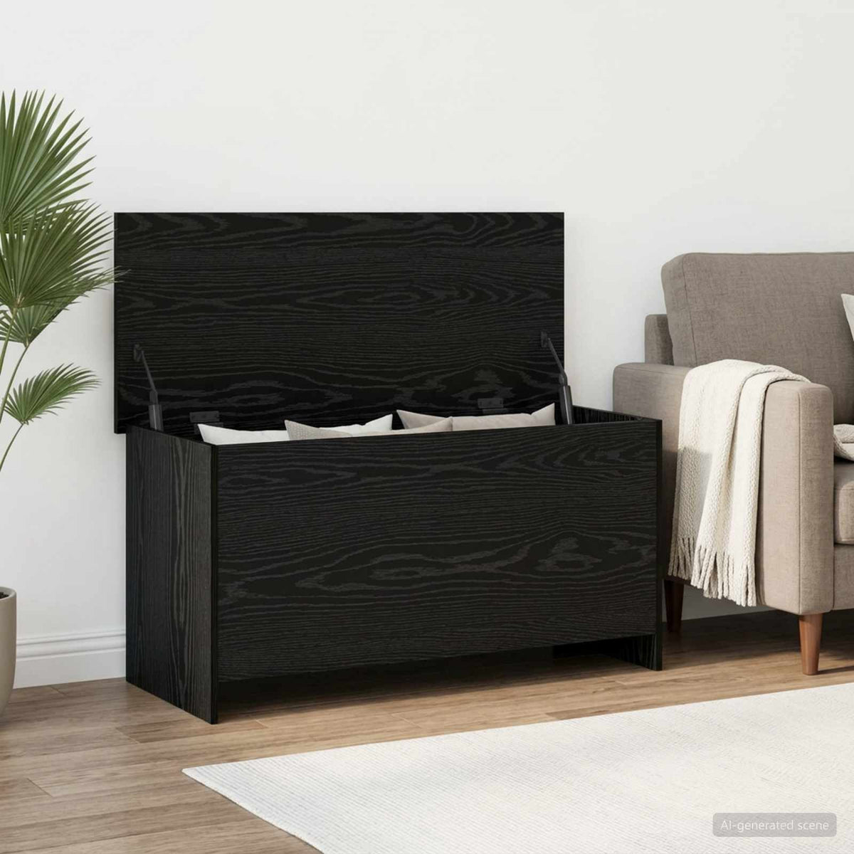 Storage Chest Black Oak 100 x 40 x 50 cm Engineered Wood