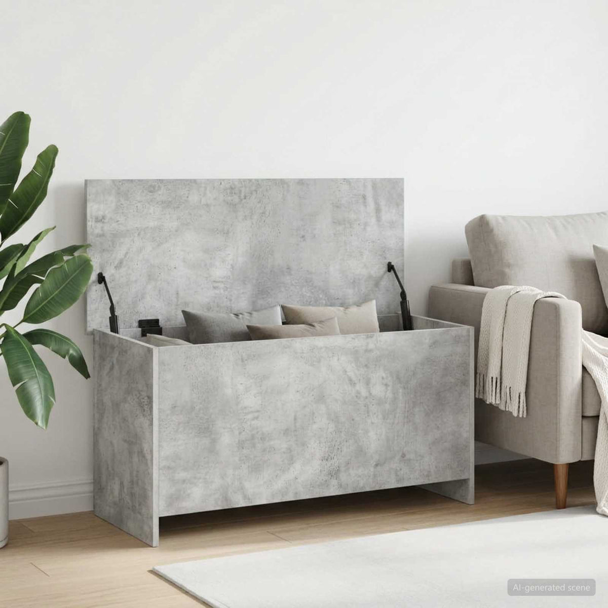 Storage Chest Concrete Grey 100 x 40 x 50 cm Engineered Wood