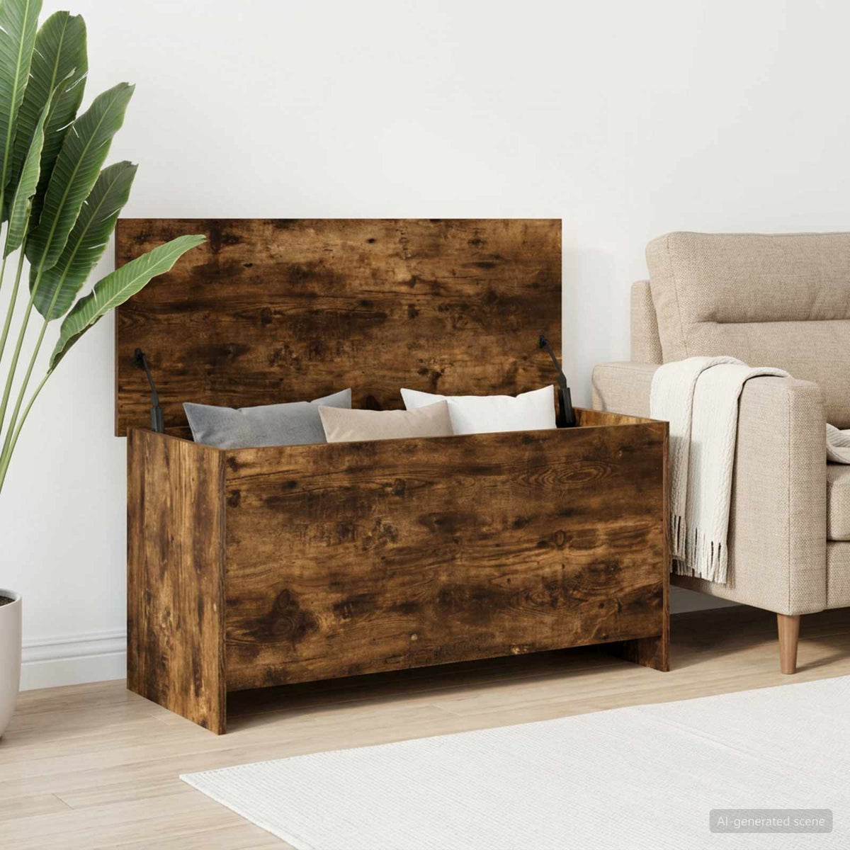 Storage Chest Smoked Oak 100 x 40 x 50 cm Engineered Wood