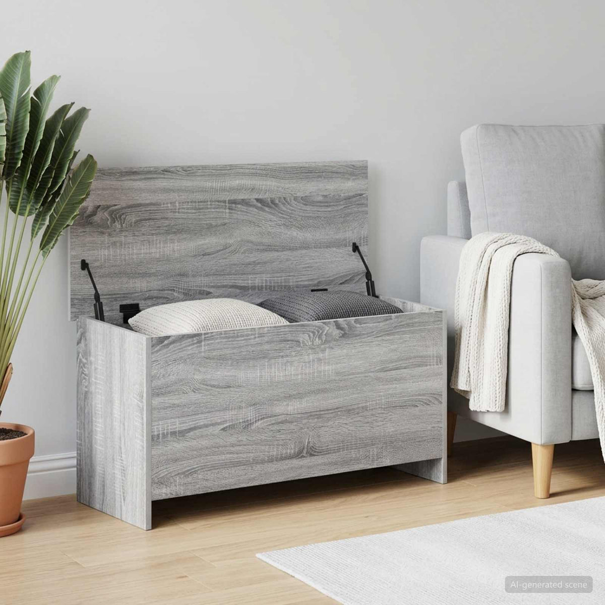 Storage Chest Grey Sonoma 100 x 40 x 50 cm Engineered Wood