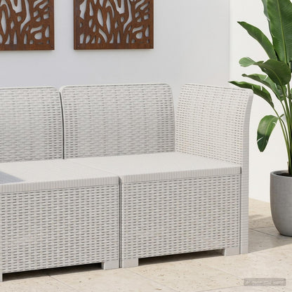 1-Seater Garden Sofa Rattan Look PP White