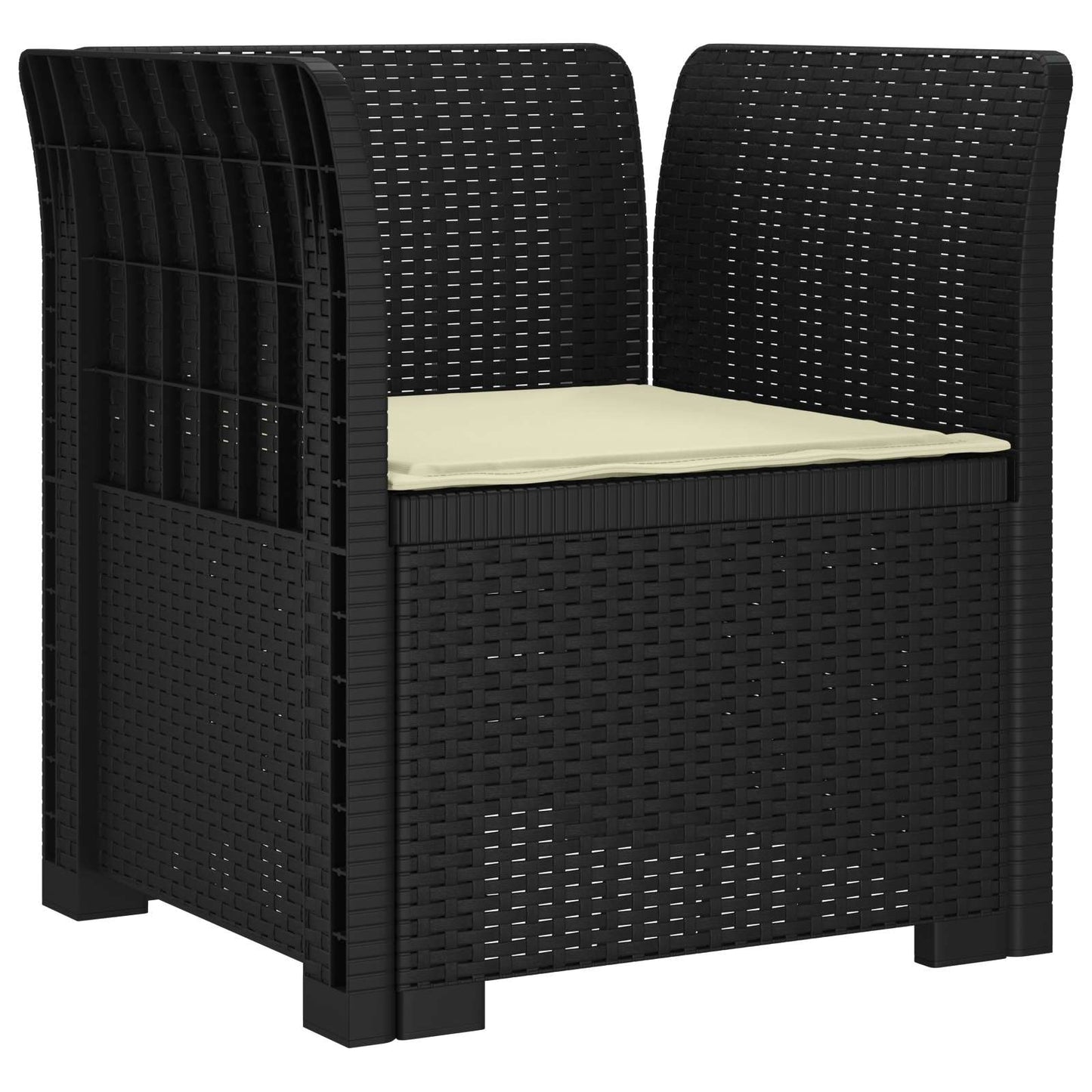 1-Seater Armchair with Cushion Rattan Look PP Anthracite