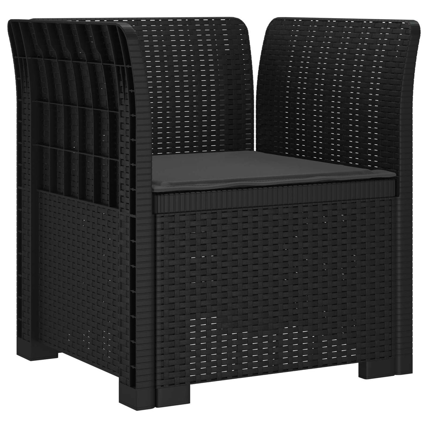 1-Seater Armchair with Cushion Rattan Look PP Anthracite