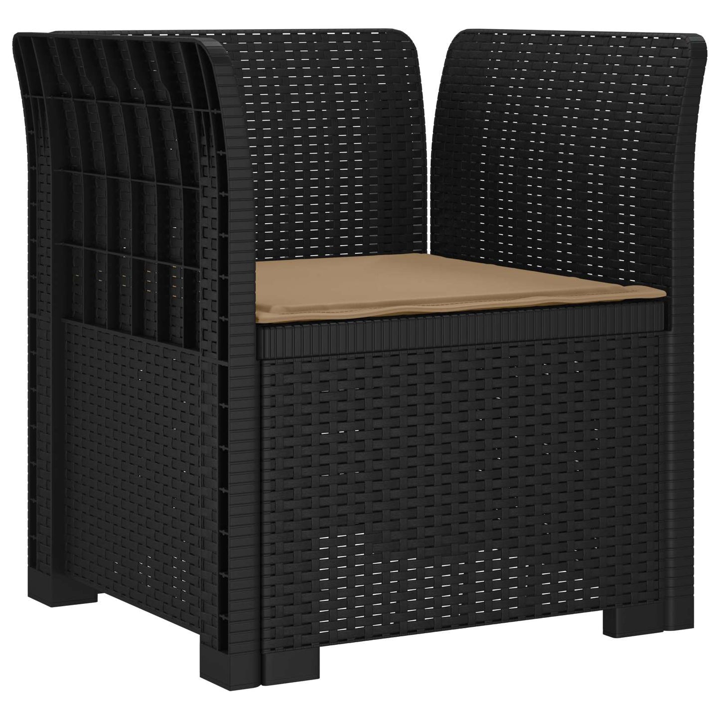 1-Seater Armchair with Cushion Rattan Look PP Anthracite