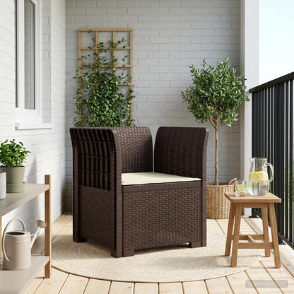 1-Seater Armchair with Cushion Rattan Look PP Brown