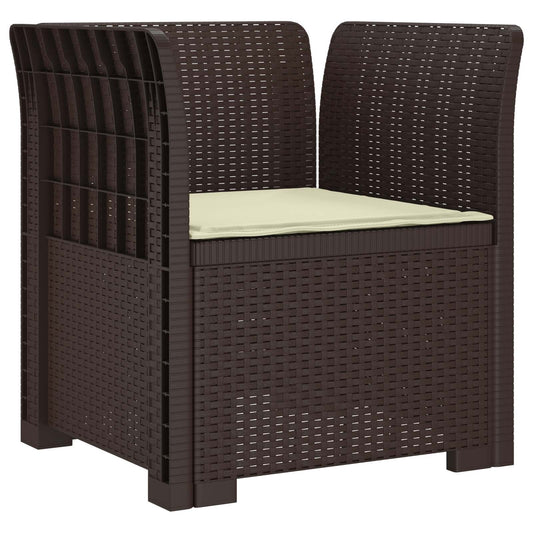 1-Seater Armchair with Cushion Rattan Look PP Brown