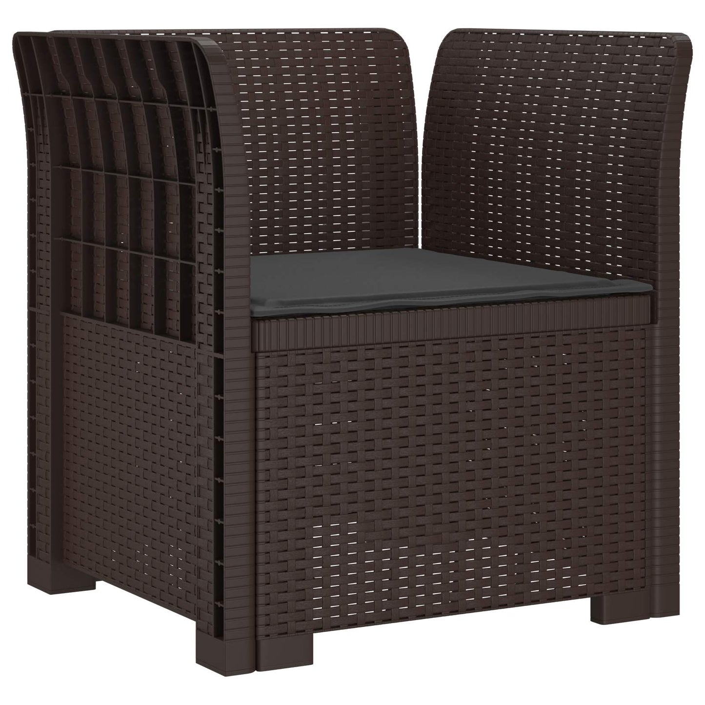 1-Seater Armchair with Cushion Rattan Look PP Brown