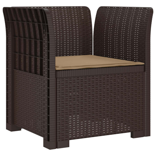 1-Seater Armchair with Cushion Rattan Look PP Brown