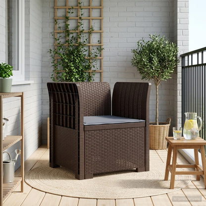1-Seater Armchair with Cushion Rattan Look PP Brown