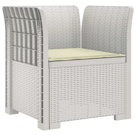 1-Seater Armchair with Cushion Rattan Look PP White