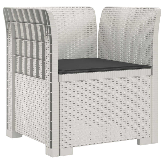 1-Seater Armchair with Cushion Rattan Look PP White