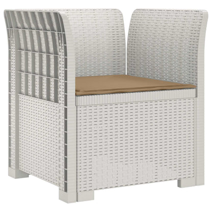 1-Seater Armchair with Cushion Rattan Look PP White