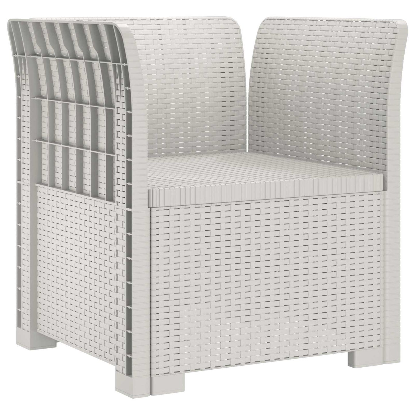 1-Seater Armchair with Cushion Rattan Look PP White