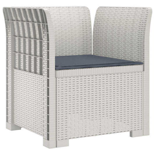 1-Seater Armchair with Cushion Rattan Look PP White