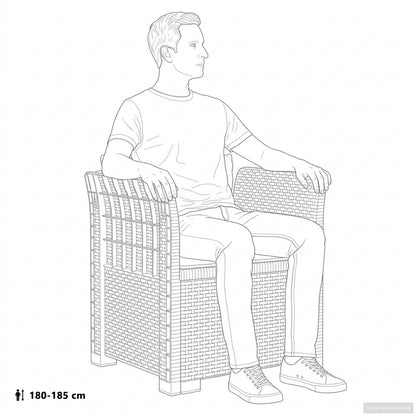 1-Seater Armchair with Cushion Rattan Look PP Light Grey