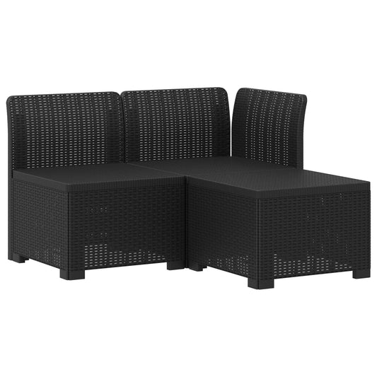3-Seater Garden Sofa Rattan Look PP Anthracite