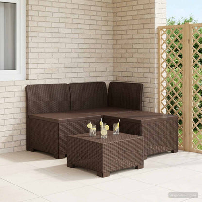 3-Seater Garden Sofa Rattan Look PP Brown