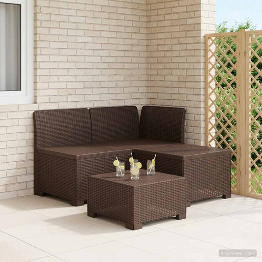 3-Seater Garden Sofa Rattan Look PP Brown