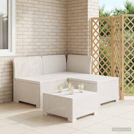 3-Seater Garden Sofa Rattan Look PP White