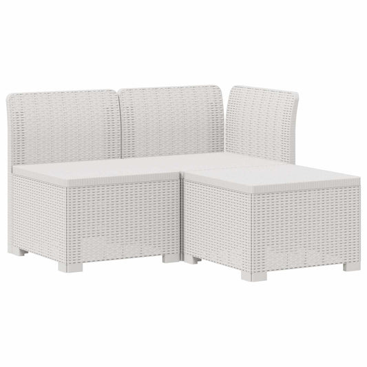 3-Seater Garden Sofa Rattan Look PP White