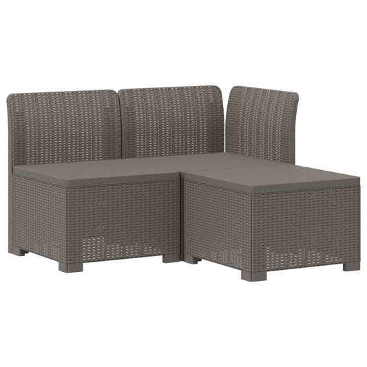3-Seater Garden Sofa Rattan Look PP Light Grey