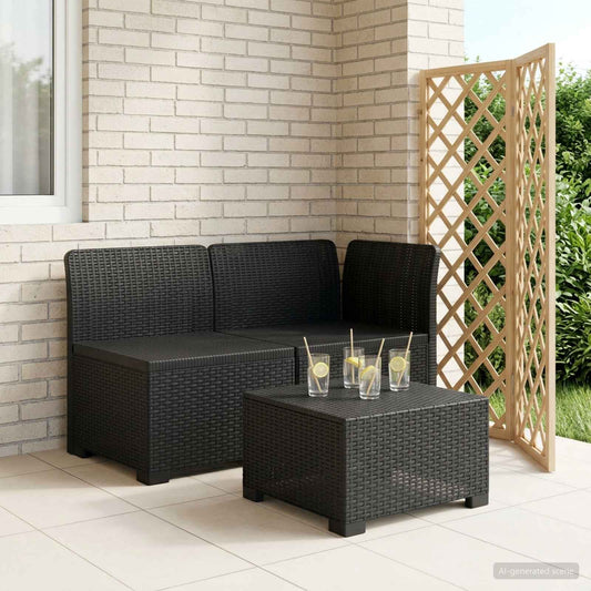 2-Seater Garden Sofa Rattan Look PP Anthracite