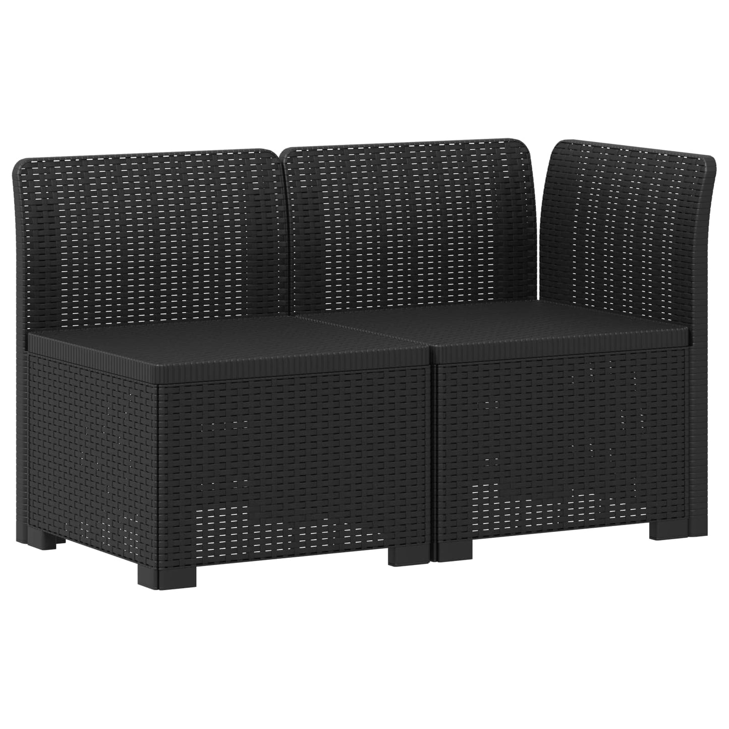 2-Seater Garden Sofa Rattan Look PP Anthracite