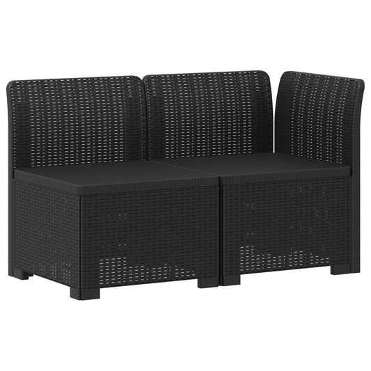 2-Seater Garden Sofa Rattan Look PP Anthracite