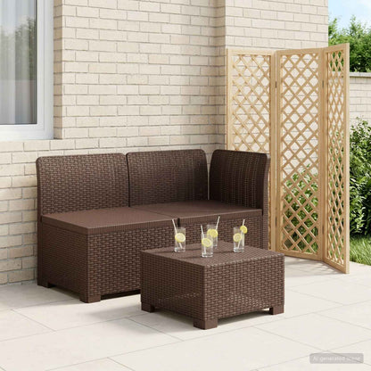 2-Seater Garden Sofa Rattan Look PP Brown