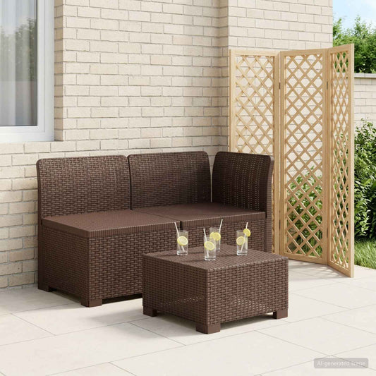 2-Seater Garden Sofa Rattan Look PP Brown