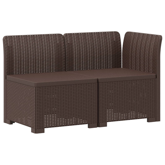 2-Seater Garden Sofa Rattan Look PP Brown