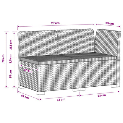 2-Seater Garden Sofa Rattan Look PP Brown