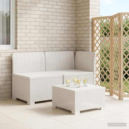 2-Seater Garden Sofa Rattan Look PP White