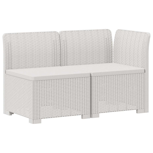 2-Seater Garden Sofa Rattan Look PP White