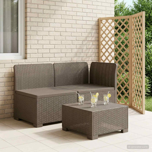 2-Seater Garden Sofa Rattan Look PP Light Grey