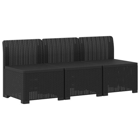 3-Seater Garden Sofa Rattan Look PP Anthracite
