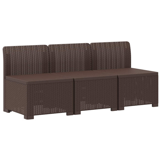 3-Seater Garden Sofa Rattan Look PP Brown