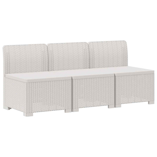 3-Seater Garden Sofa Rattan Look PP White