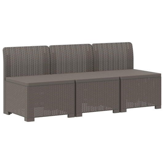 3-Seater Garden Sofa Rattan Look PP Light Grey
