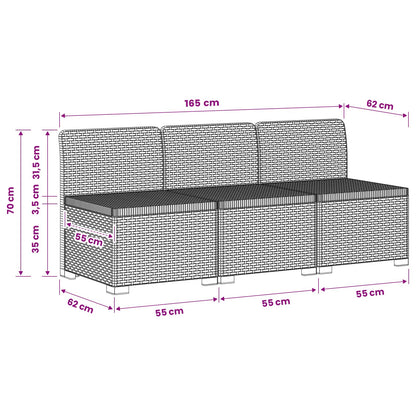 3-Seater Garden Sofa Rattan Look PP Light Grey