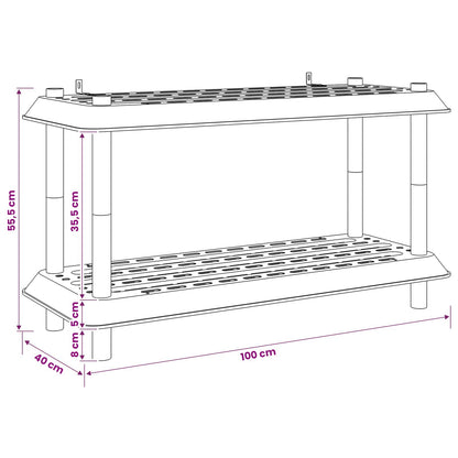 Shelving Unit 2-Tier 100 x 40 x 55.5 cm PP Light Grey