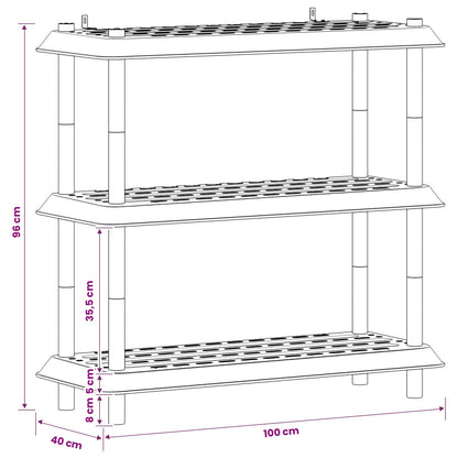 Shelving Unit 3-Tier 100 x 40 x 96 cm PP Brown