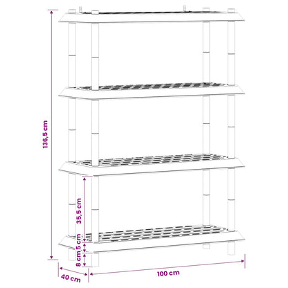 Shelving Unit 4-Tier 100 x 40 x 136.5 cm PP White